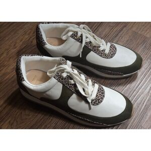 Crown Ivy Sneakers Womens 10 Green White Accent Lace Up Leopard Print Sneaker